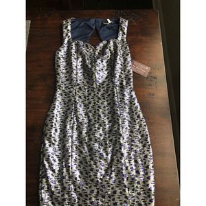 Sequined Cocktail Dress, Silver & Blue, Size Small